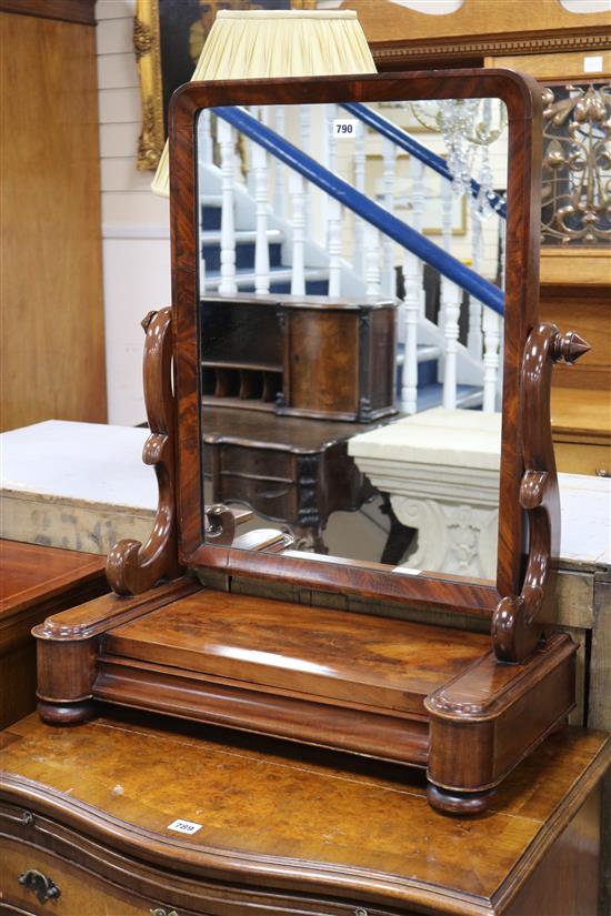 A mid Victorian mahogany toilet mirror, W.63cm